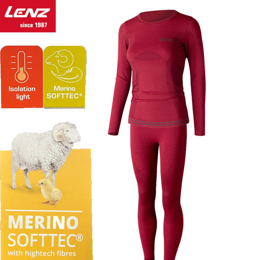 Lenz Merino Wool Thermal Set Women Performance Baselayer (Round Neck/Long Pants)