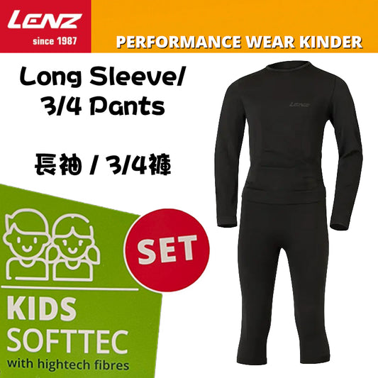 Lenz Thermal Set Kids Performance Baselayer (Long Sleeve / 3/4 Pants) Black Size
