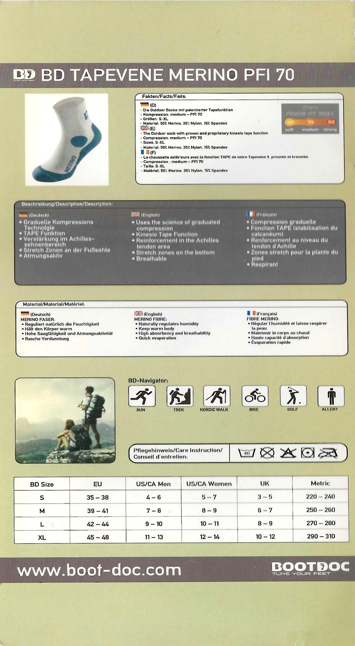 Bootdoc Tapevene Merino PFI 70 Socks