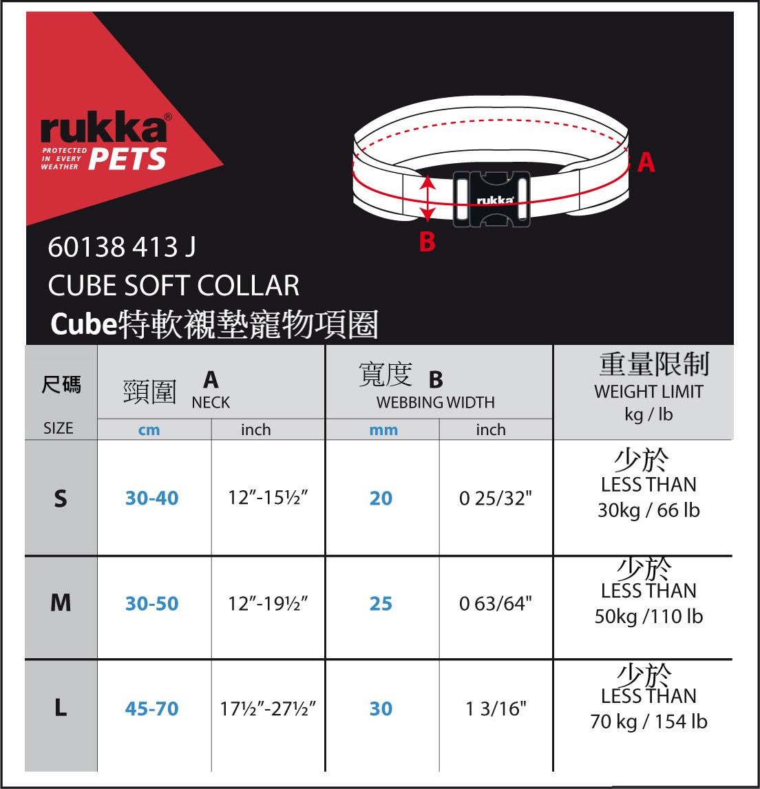 Rukka Pets Cube特软衬垫宠物项圈