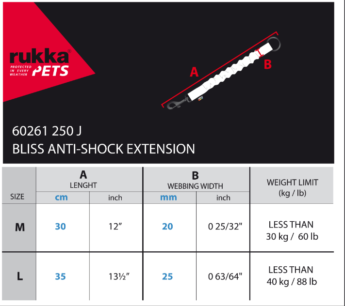 Rukka Pets Bliss 抗震牵引绳延长 黑色