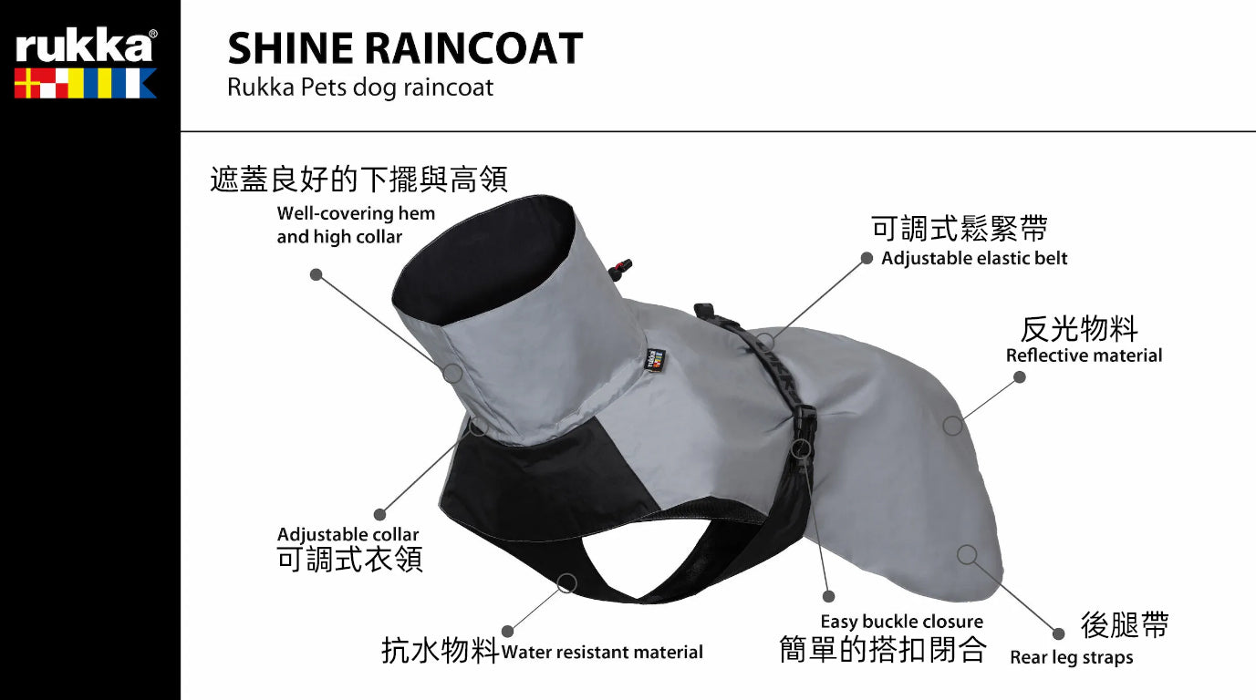 Rukka Pets Shine Raincoat Refl Gray