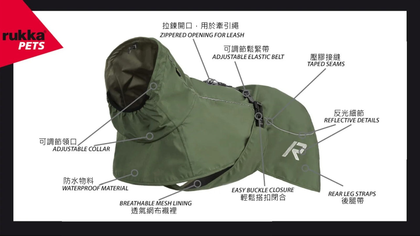 Rukka Pets Sky Raincoat Green